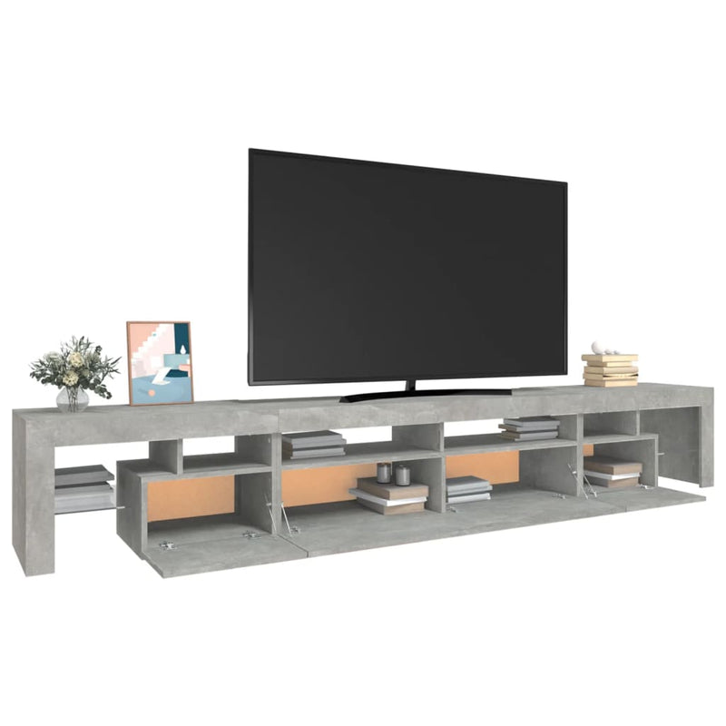 TV Cabinet with LED Lights Concrete Grey 260x36.5x40 cm