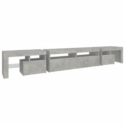 TV Cabinet with LED Lights Concrete Grey 260x36.5x40 cm