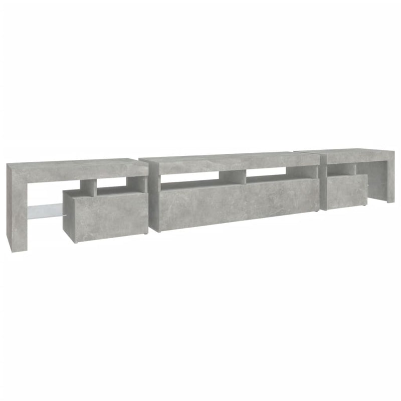 TV Cabinet with LED Lights Concrete Grey 260x36.5x40 cm