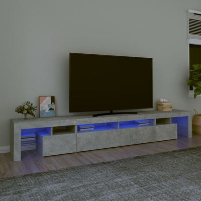 TV Cabinet with LED Lights Concrete Grey 260x36.5x40 cm