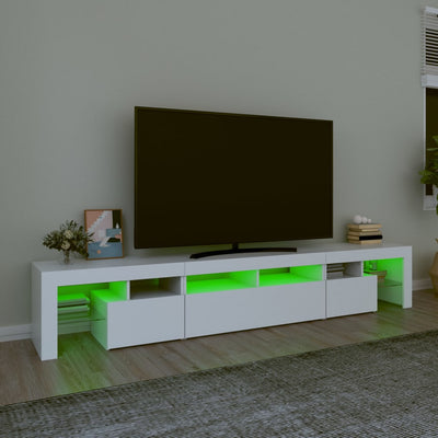 TV Cabinet with LED Lights White 230x36.5x40 cm