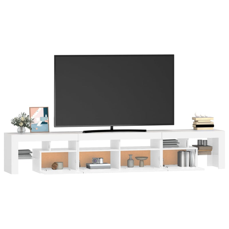 TV Cabinet with LED Lights White 230x36.5x40 cm