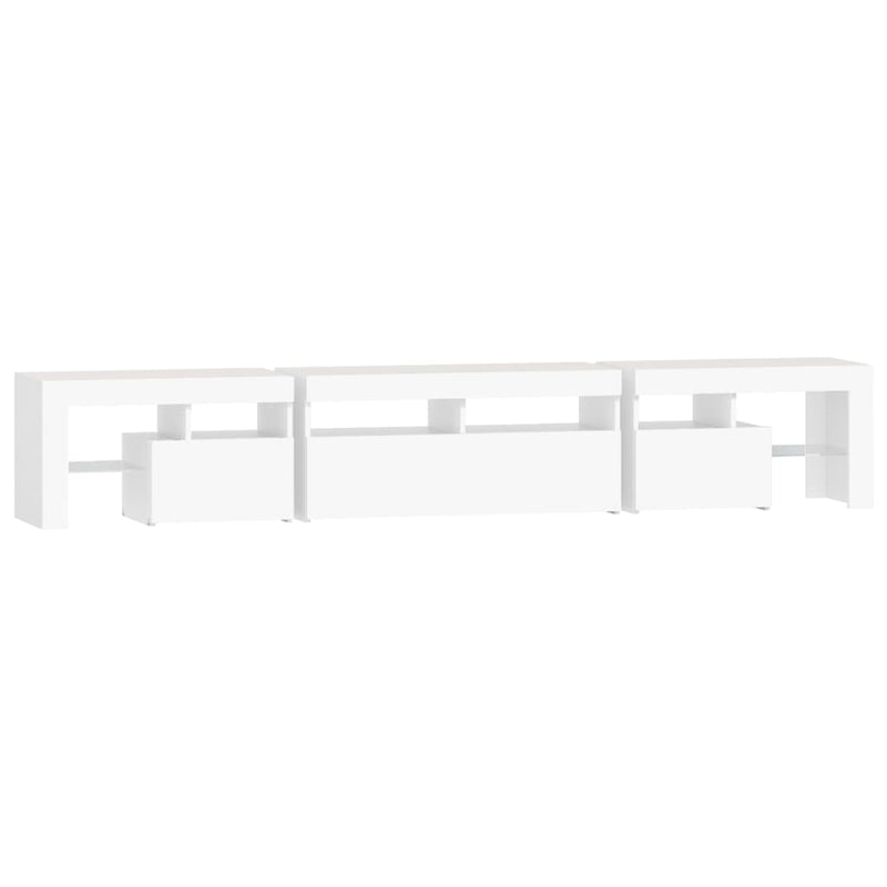 TV Cabinet with LED Lights White 230x36.5x40 cm