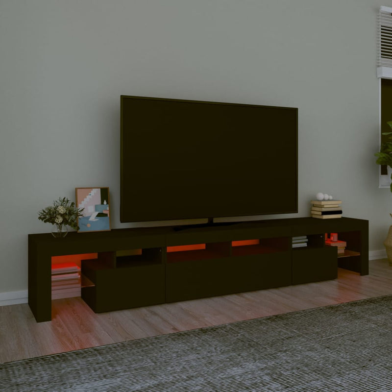 TV Cabinet with LED Lights Black 230x36.5x40 cm