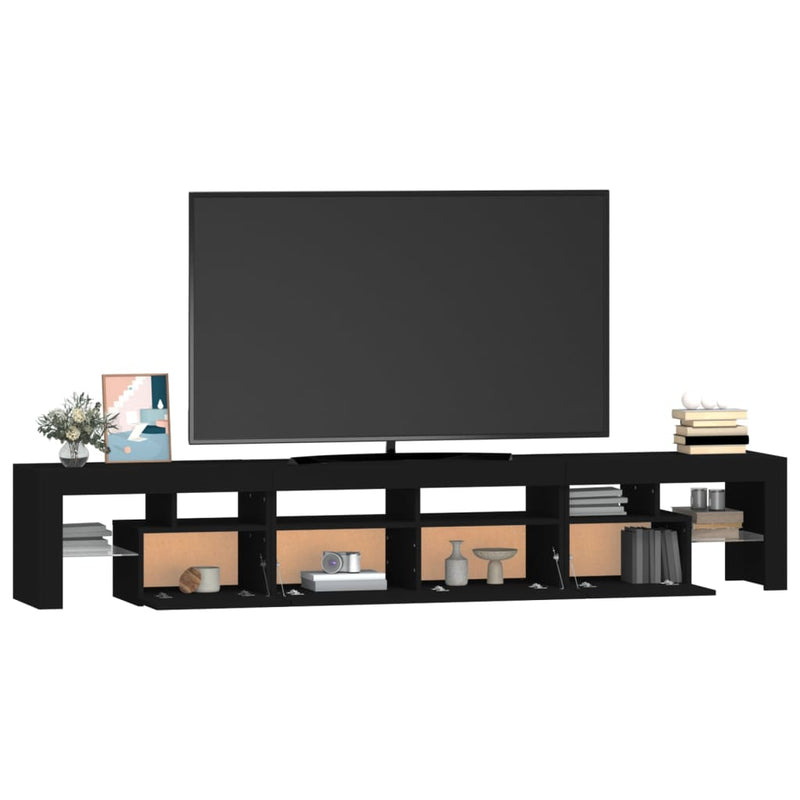 TV Cabinet with LED Lights Black 230x36.5x40 cm