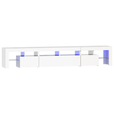 TV Cabinet with LED Lights High Gloss White 230x36.5x40 cm