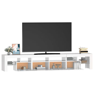 TV Cabinet with LED Lights High Gloss White 230x36.5x40 cm