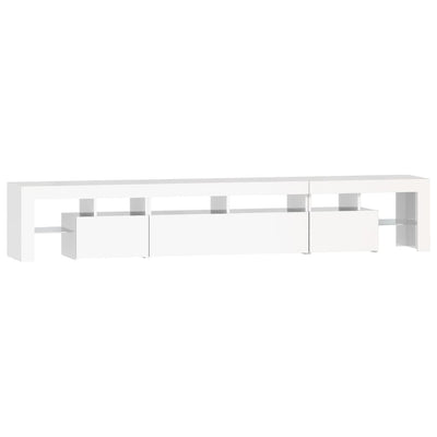 TV Cabinet with LED Lights High Gloss White 230x36.5x40 cm