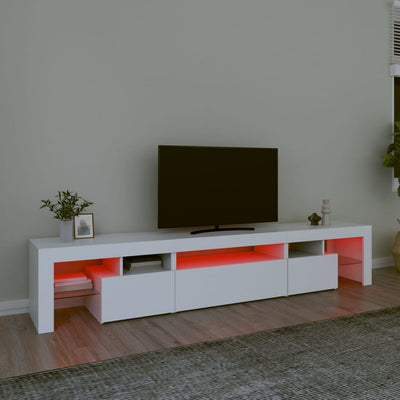 TV Cabinet with LED Lights White 215x36.5x40 cm