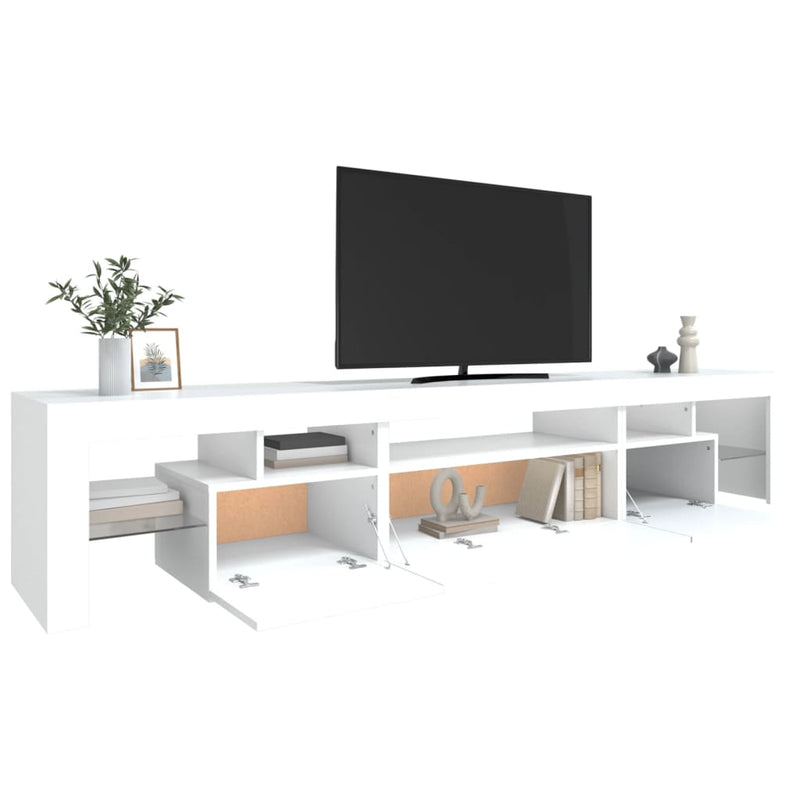 TV Cabinet with LED Lights White 215x36.5x40 cm