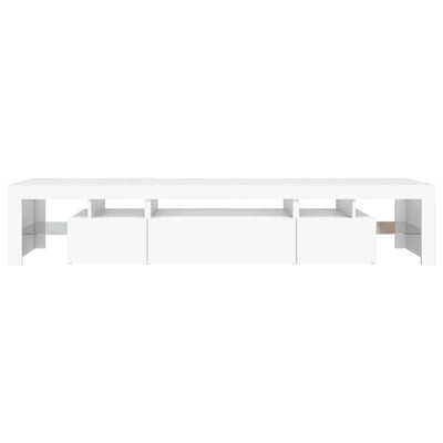 TV Cabinet with LED Lights White 215x36.5x40 cm