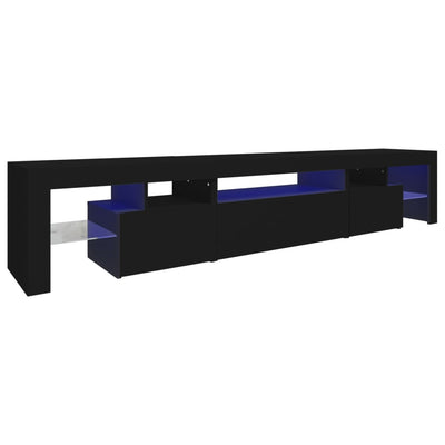 TV Cabinet with LED Lights Black 215x36.5x40 cm