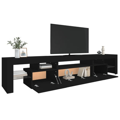 TV Cabinet with LED Lights Black 215x36.5x40 cm