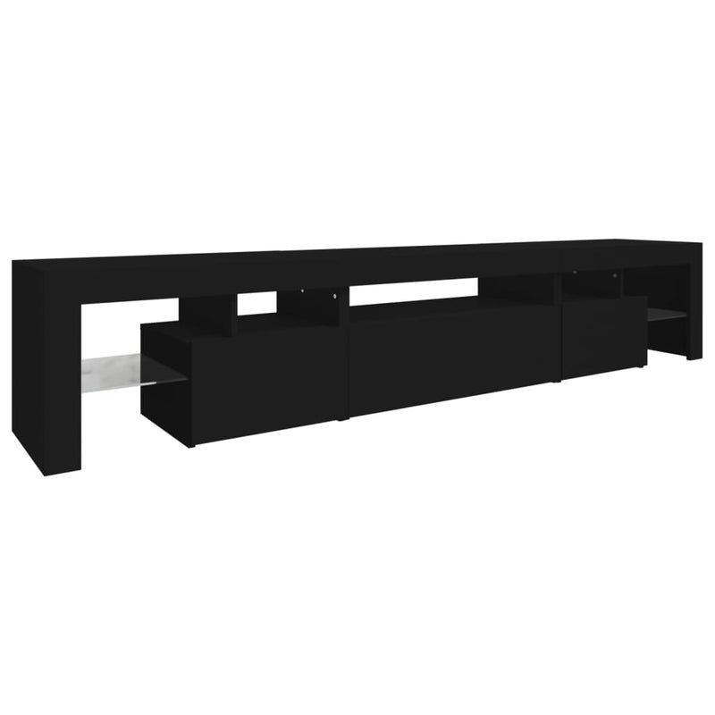 TV Cabinet with LED Lights Black 215x36.5x40 cm