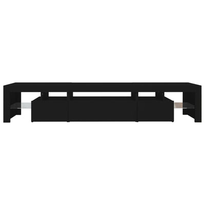 TV Cabinet with LED Lights Black 215x36.5x40 cm