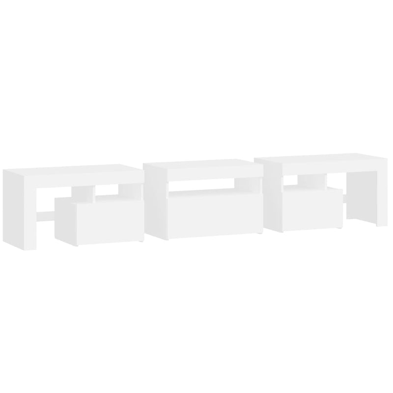 TV Cabinet with LED Lights White 200x36.5x40 cm