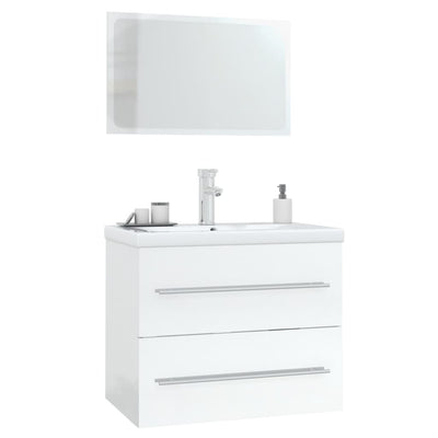 3 Piece Bathroom Furniture Set High Gloss White