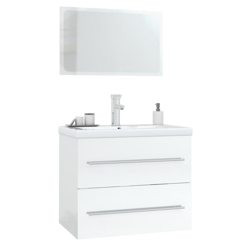 3 Piece Bathroom Furniture Set High Gloss White