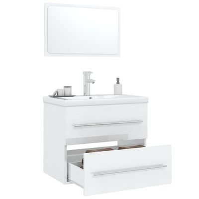 3 Piece Bathroom Furniture Set High Gloss White