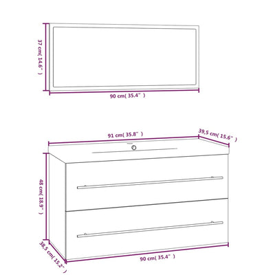 3 Piece Bathroom Furniture Set White