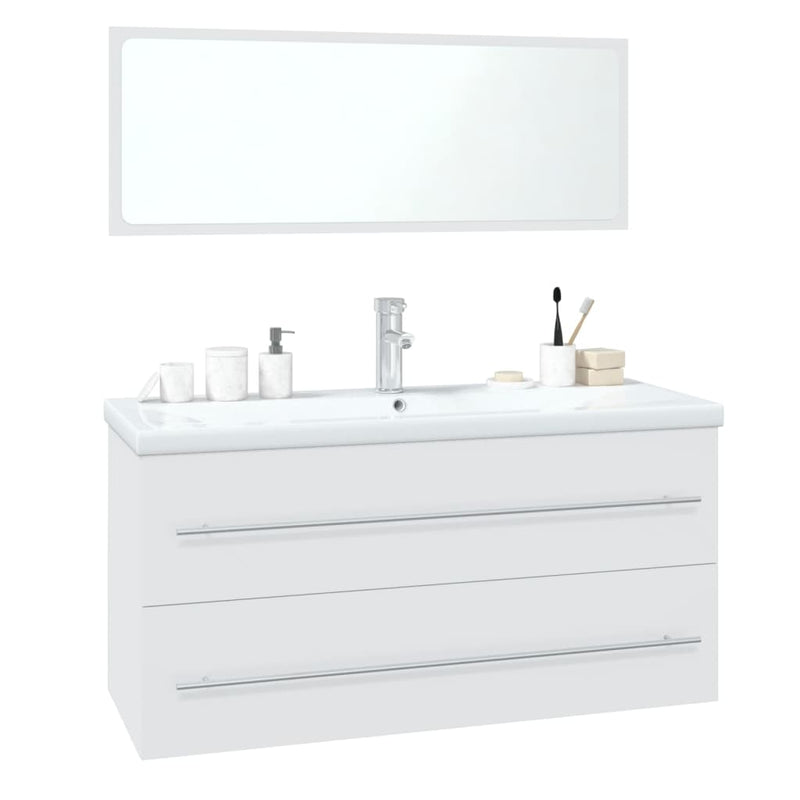 Bathroom Furniture Set White Engineered Wood