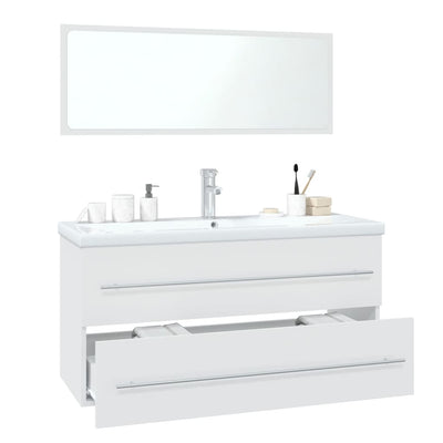 Bathroom Furniture Set White Engineered Wood