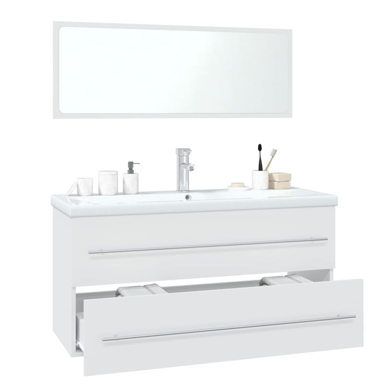 Bathroom Furniture Set White Engineered Wood