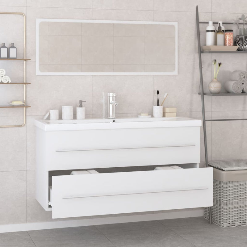 Bathroom Furniture Set White Engineered Wood