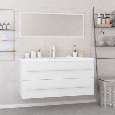 Bathroom Furniture Set White Engineered Wood