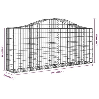 Arched Gabion Basket 200x30x80/100 cm Galvanised Iron