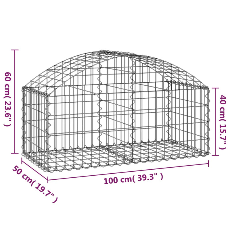 Arched Gabion Basket 100x50x40/60 cm Galvanised Iron