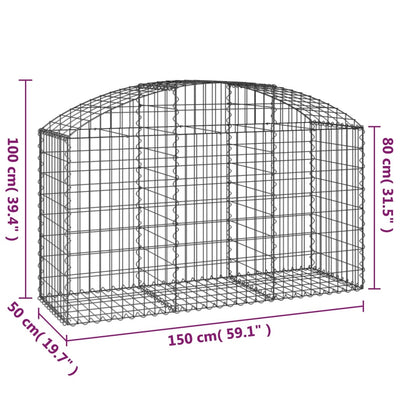 Arched Gabion Basket 150x50x80/100 cm Galvanised Iron