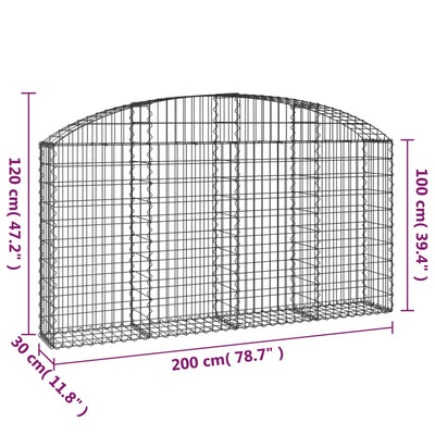 Arched Gabion Basket 200x30x100/120 cm Galvanised Iron