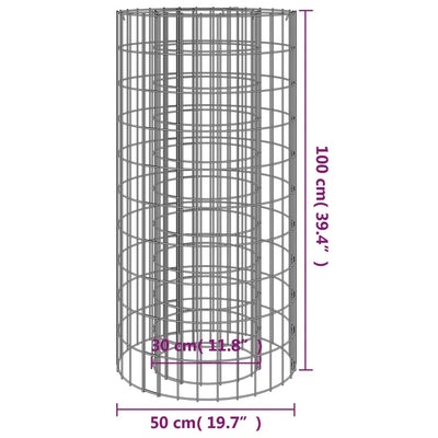 Gabion Fire Pit Ø 50 cm Galvanised Iron