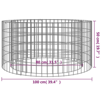 Gabion Fire Pit Ø 100 cm Galvanised Iron