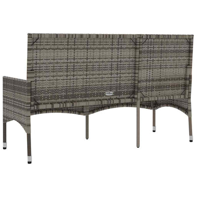 3-Seater Garden Bench with Cushions Grey Poly Rattan