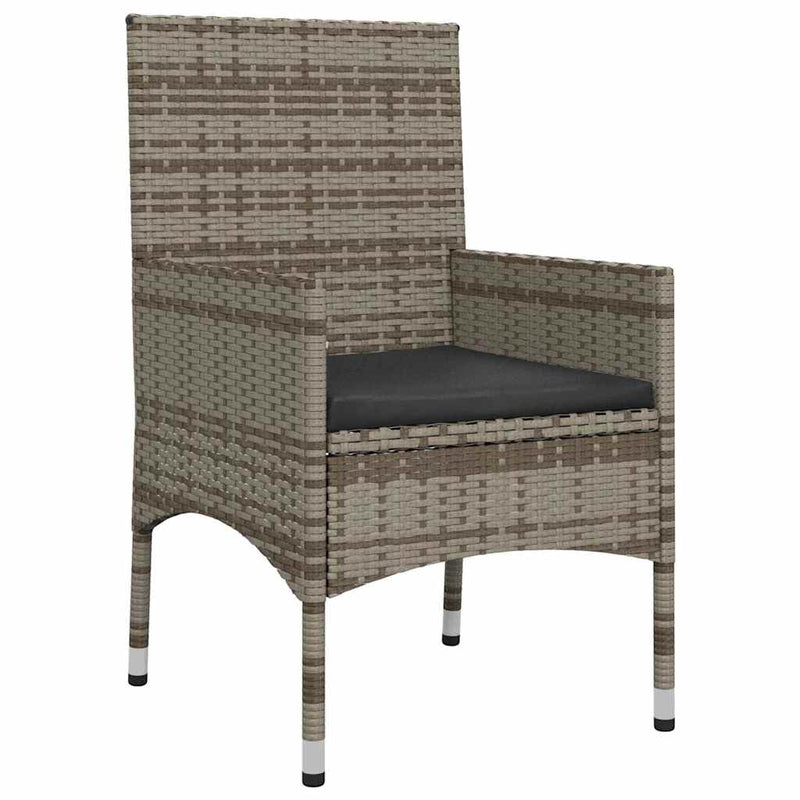 4 Piece Garden Lounge Set with Cushions Grey Poly Rattan