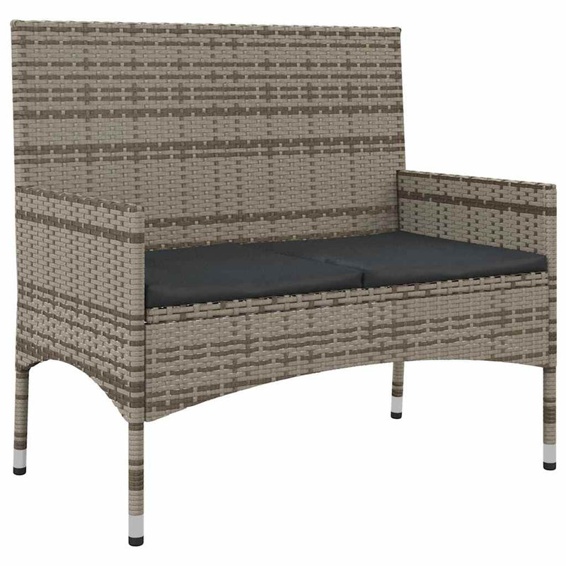 4 Piece Garden Lounge Set with Cushions Grey Poly Rattan