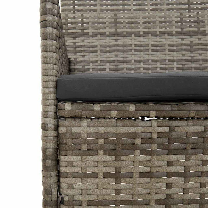 4 Piece Garden Lounge Set with Cushions Grey Poly Rattan