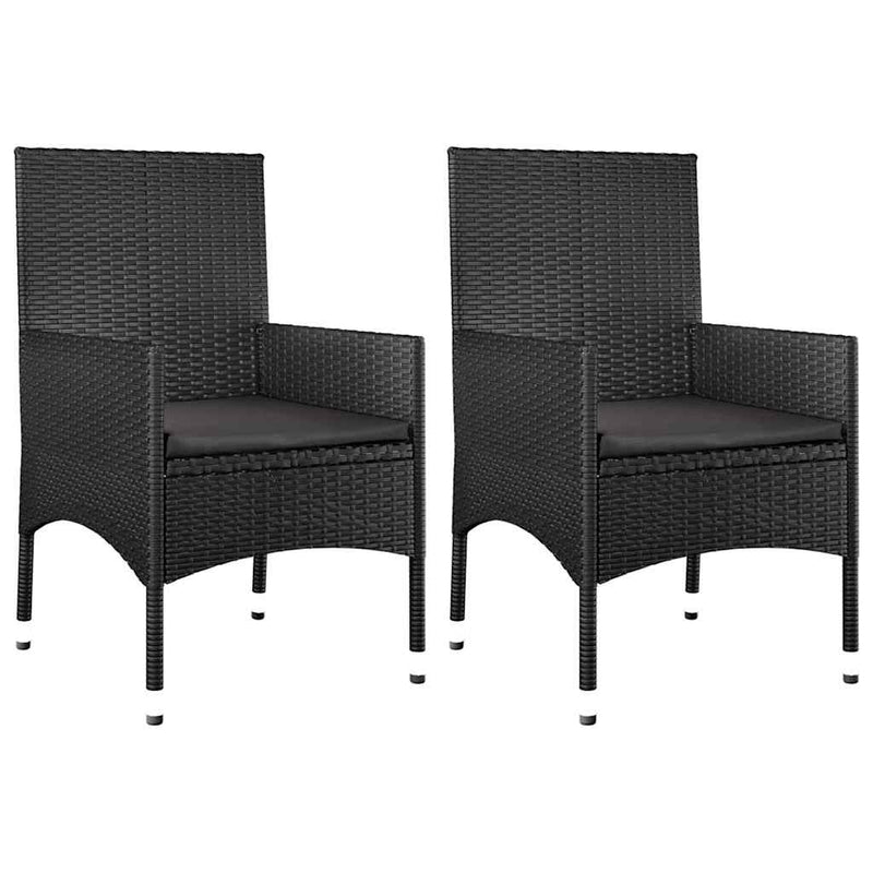 4 Piece Garden Lounge Set with Cushions Black Poly Rattan