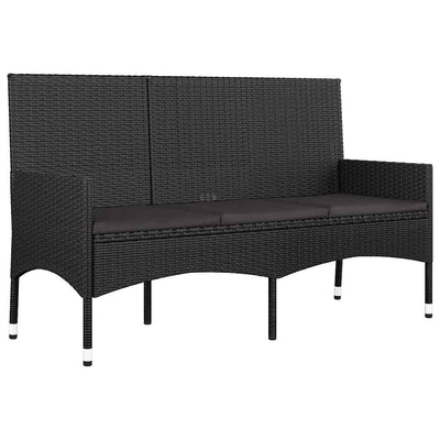 4 Piece Garden Lounge Set with Cushions Black Poly Rattan