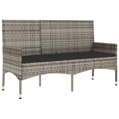 4 Piece Garden Lounge Set with Cushions Grey Poly Rattan