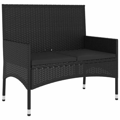 6 Piece Garden Lounge Set with Cushions Black Poly Rattan