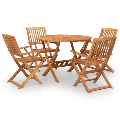 5 Piece Garden Dining Set Solid Wood Acacia