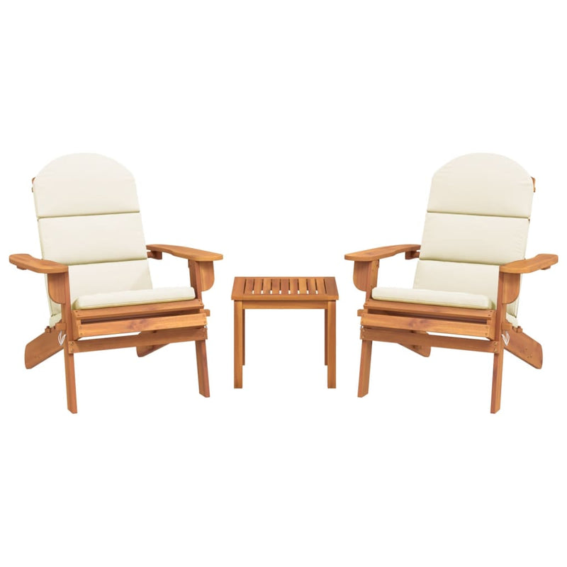 3 Piece Adirondack Garden Lounge Set Solid Wood Acacia