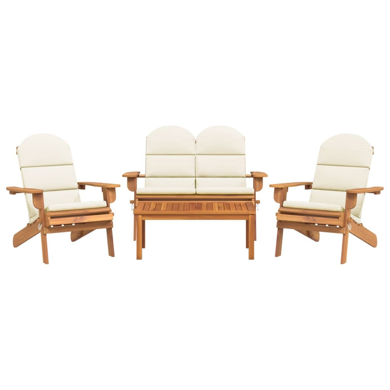 4 Piece Adirondack Garden Lounge Set Solid Wood Acacia