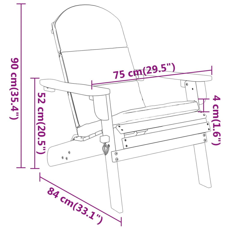 4 Piece Adirondack Garden Lounge Set Solid Wood Acacia