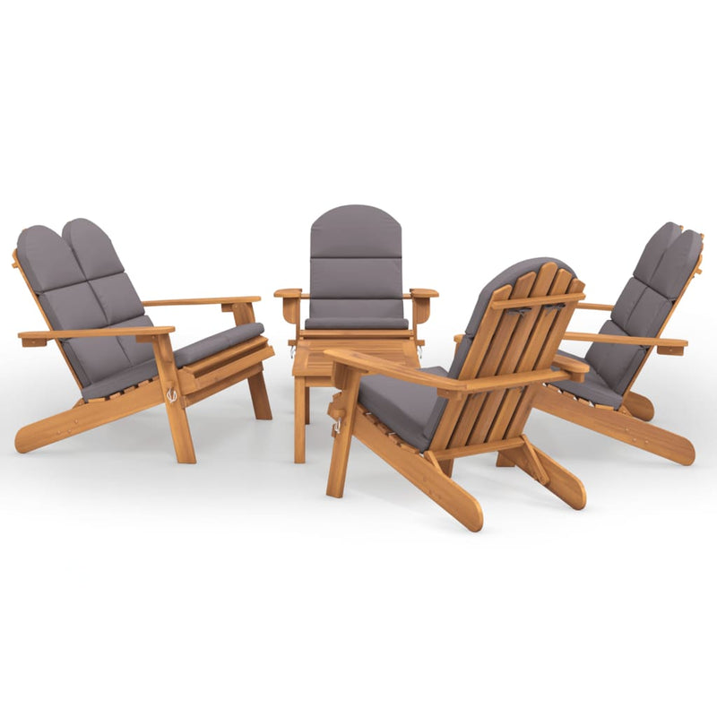 5 Piece Adirondack Garden Lounge Set Solid Wood Acacia