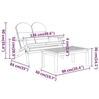 5 Piece Adirondack Garden Lounge Set Solid Wood Acacia