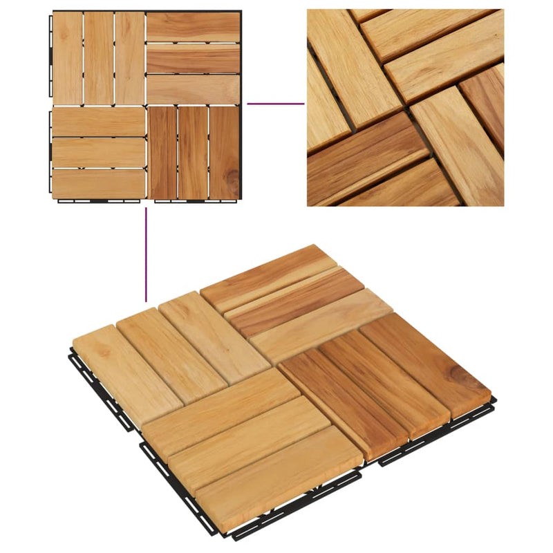 Decking Tiles 20 pcs 30x30 cm Solid Wood Teak